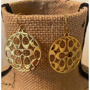Coach signature earrings. 1 1/2 inch length